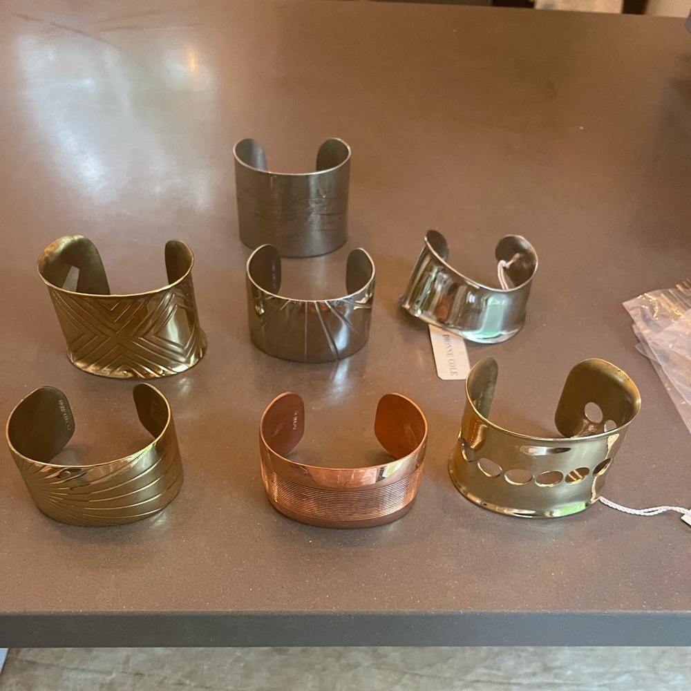 LOT of ESTATE DIONNE COLE BRASS BRACELET CUFFS JEWELRY LOT HAIR COMBS